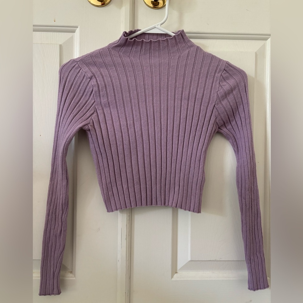 Purple Mock-Neck Sweater